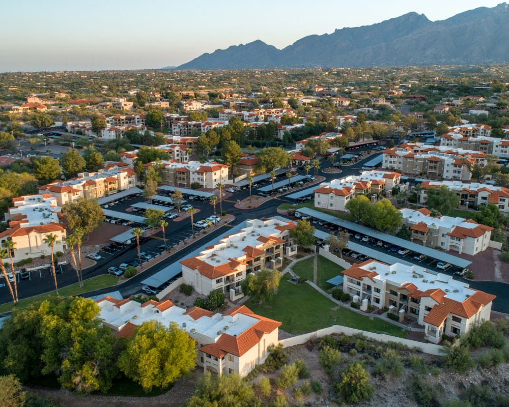 Birds eye view of Hilands luxury residential development in Arizona